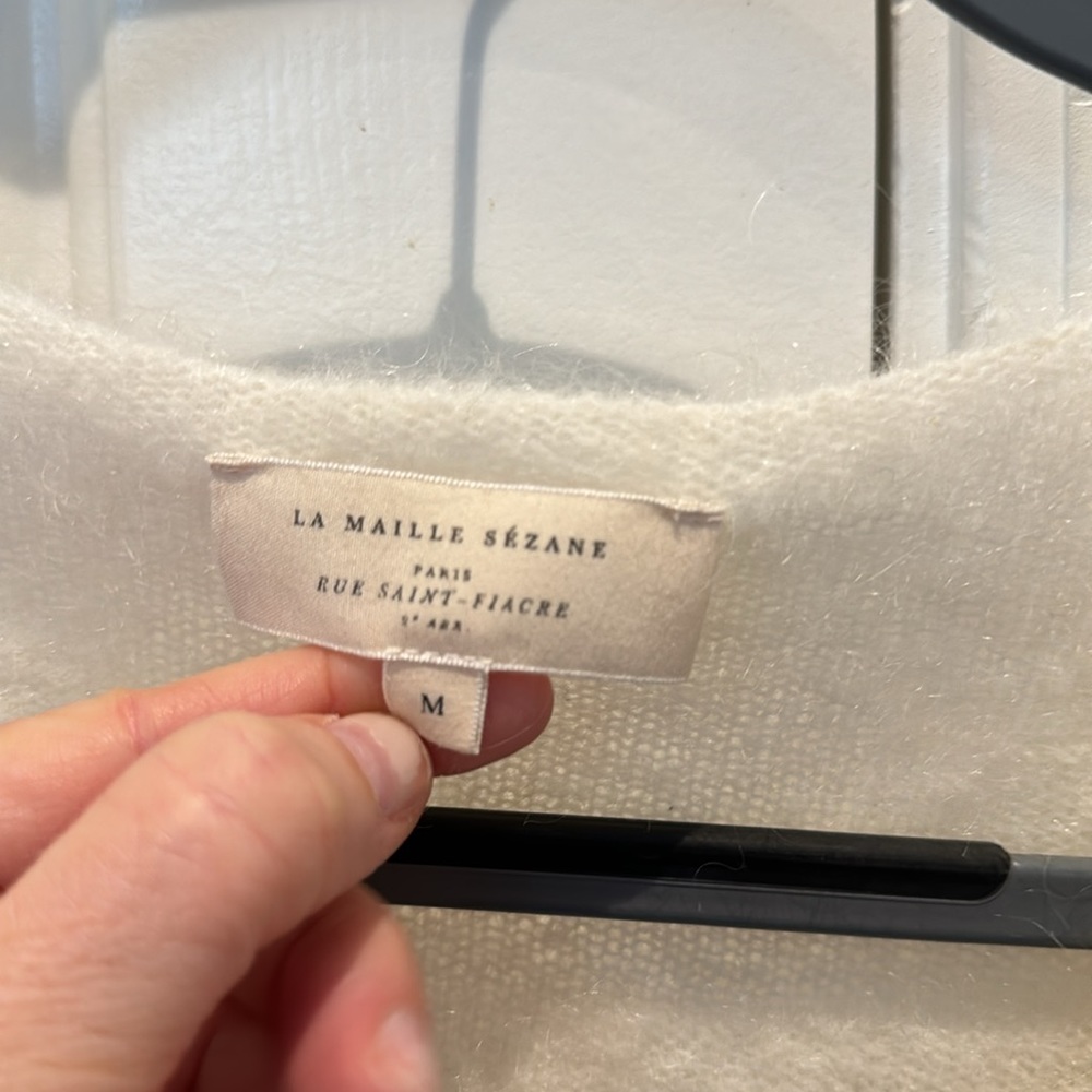 Sezane Cream Sweater With Lace Detail View 3